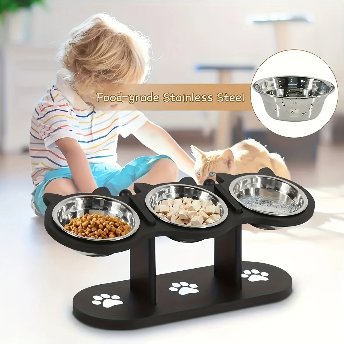 Elevated Cat Bowls 15°