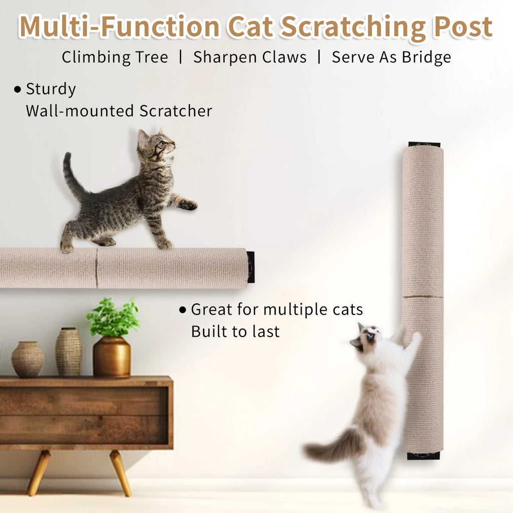 Cat Scratching Post Wall Mounted, 24 inch Tall 3.5 inch Diameter Cat Tree Scratch Post, Hemp Rope Scratcher Posts for Indoor Kit