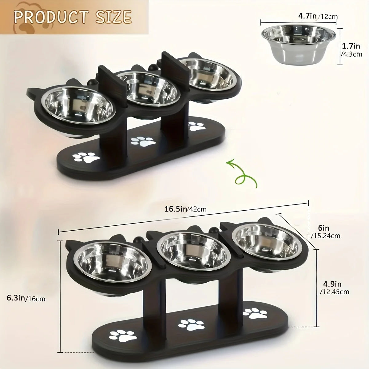 Elevated Cat Bowls 15°
