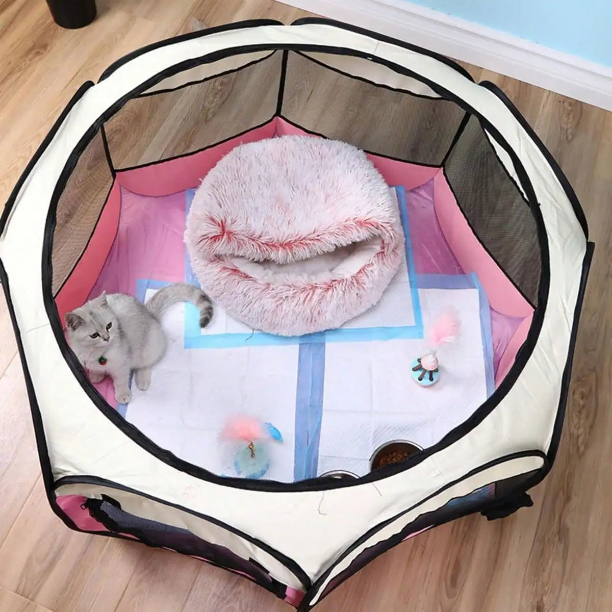 Portable Foldable Pet Tent Fence: Octagonal Kennel for Small Dogs/Cats - Indoor/Outdoor Travel Camping