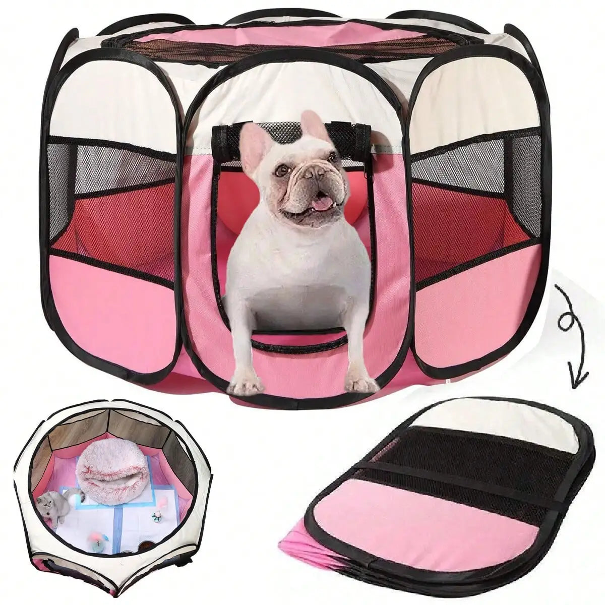 Portable Foldable Pet Tent Fence: Octagonal Kennel for Small Dogs/Cats - Indoor/Outdoor Travel Camping