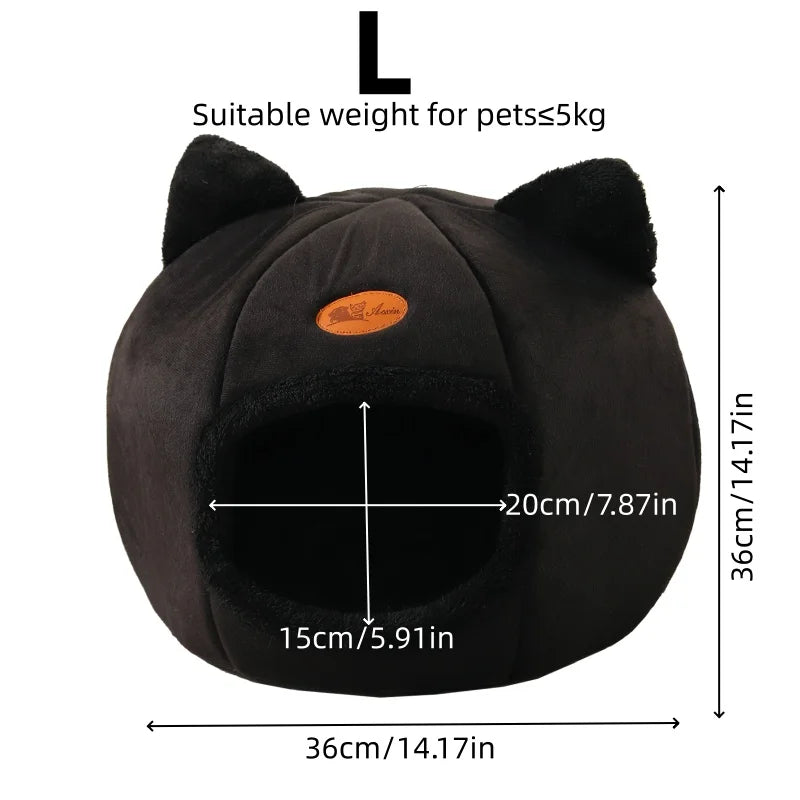 Black New Deep Sleep Comfortable Winter Cat bed S