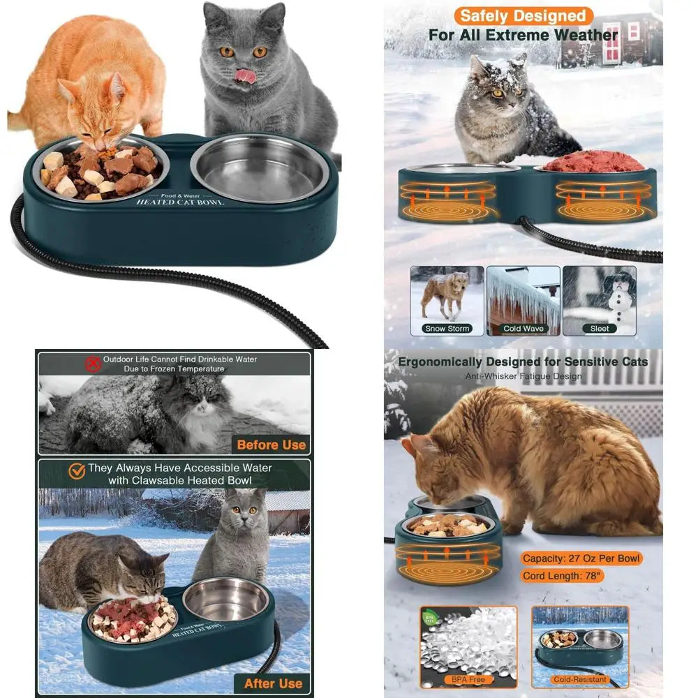 Heated Water Bowl for Outdoor Cats,