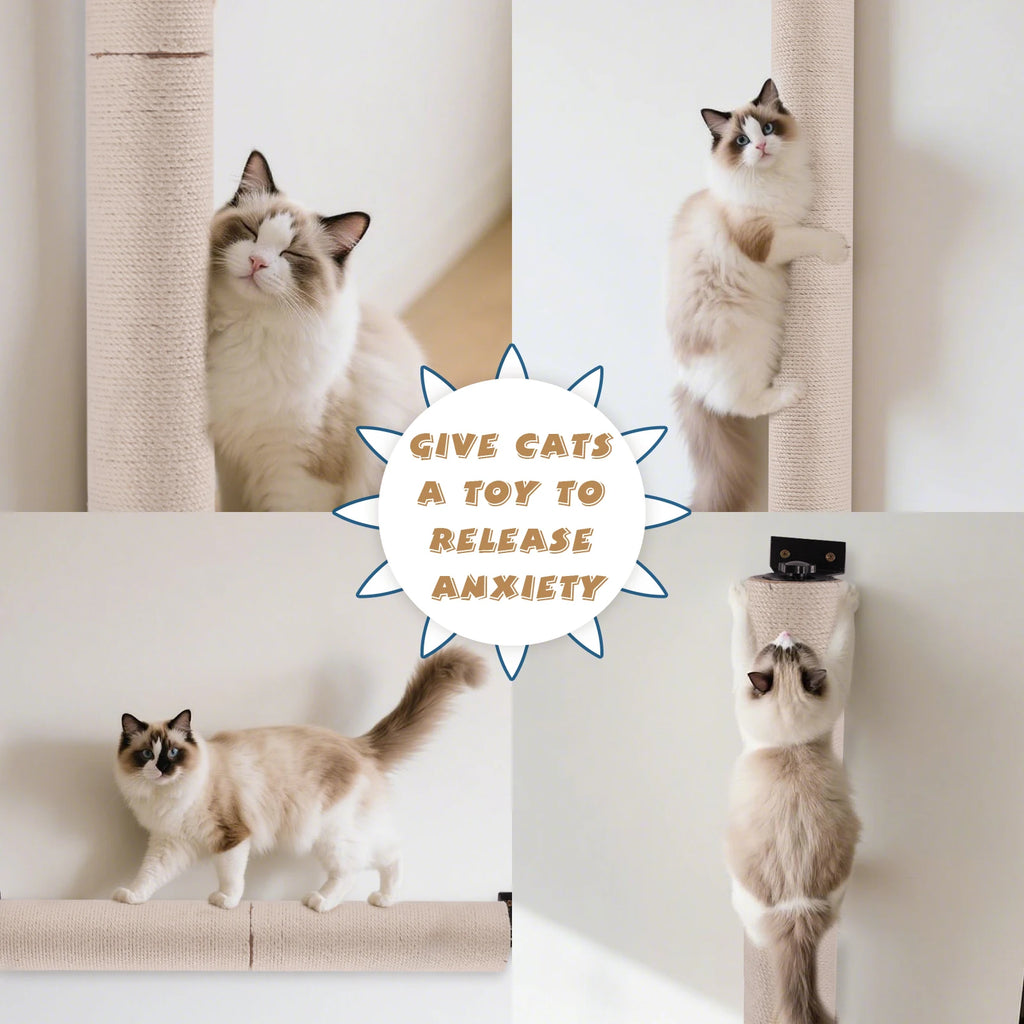 Cat Scratching Post Wall Mounted, 24 inch Tall 3.5 inch Diameter Cat Tree Scratch Post, Hemp Rope Scratcher Posts for Indoor Kit