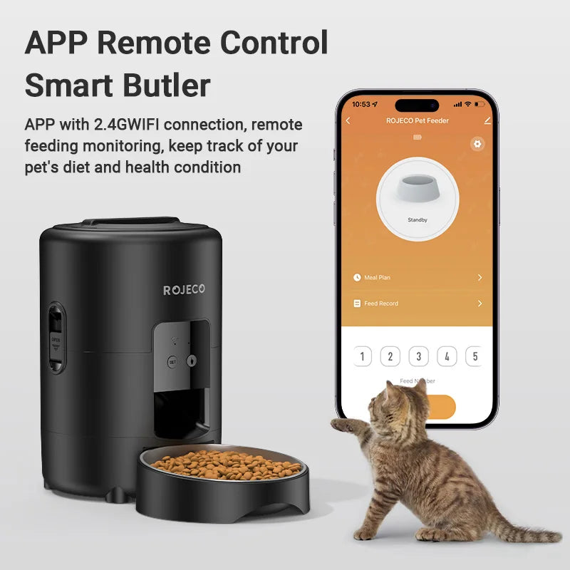 ROJECO Automatic Cat Feeder 2L Smart Pet Food Kibble