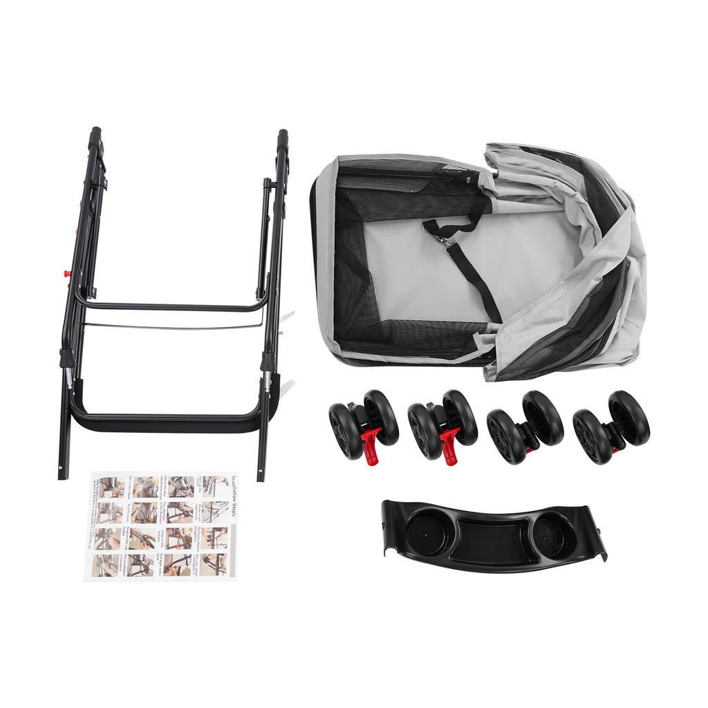 Foldable Lightweight Pet Cart For Small To Medium Dogs And Cats Outdoor Dog Walking Is Effortless