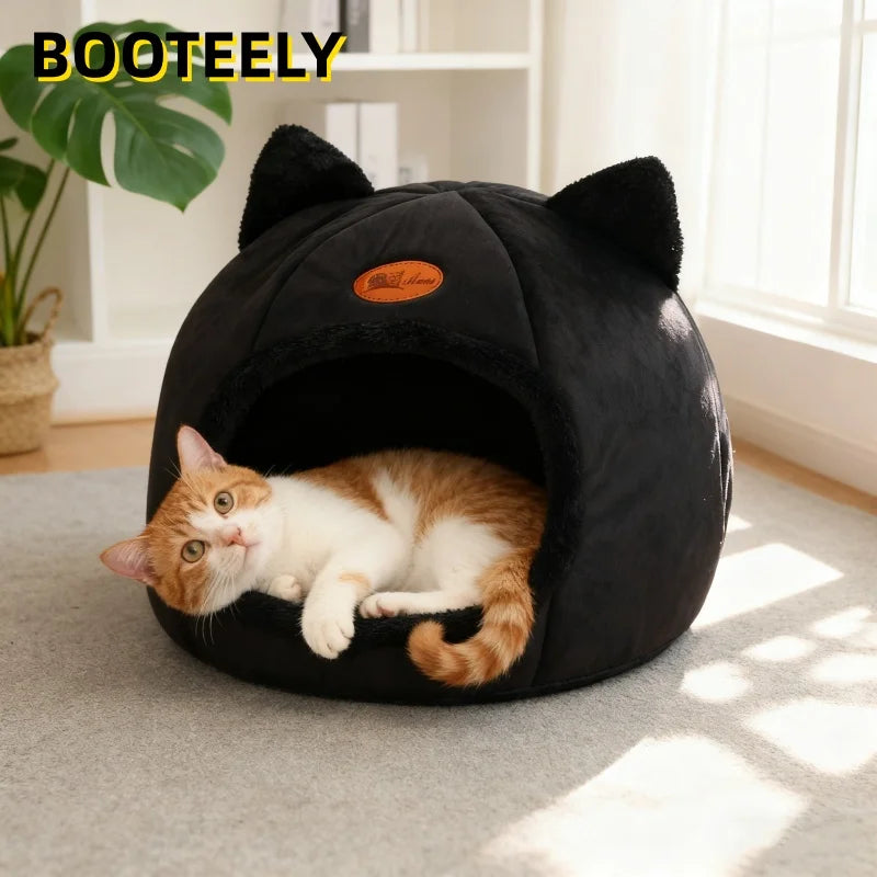Black New Deep Sleep Comfortable Winter Cat bed S