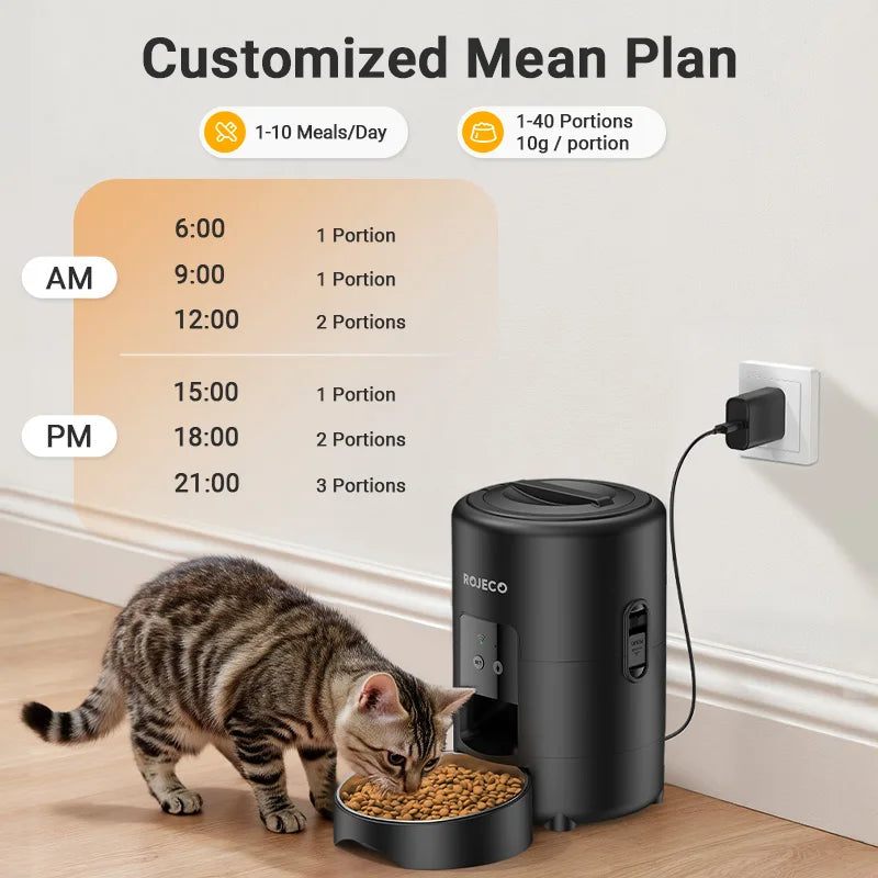 ROJECO Automatic Cat Feeder 2L Smart Pet Food Kibble