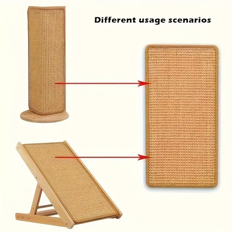 A sturdy and thick cat scratch board - free of clutter, designed for sofa safety, used for exercise and relaxation