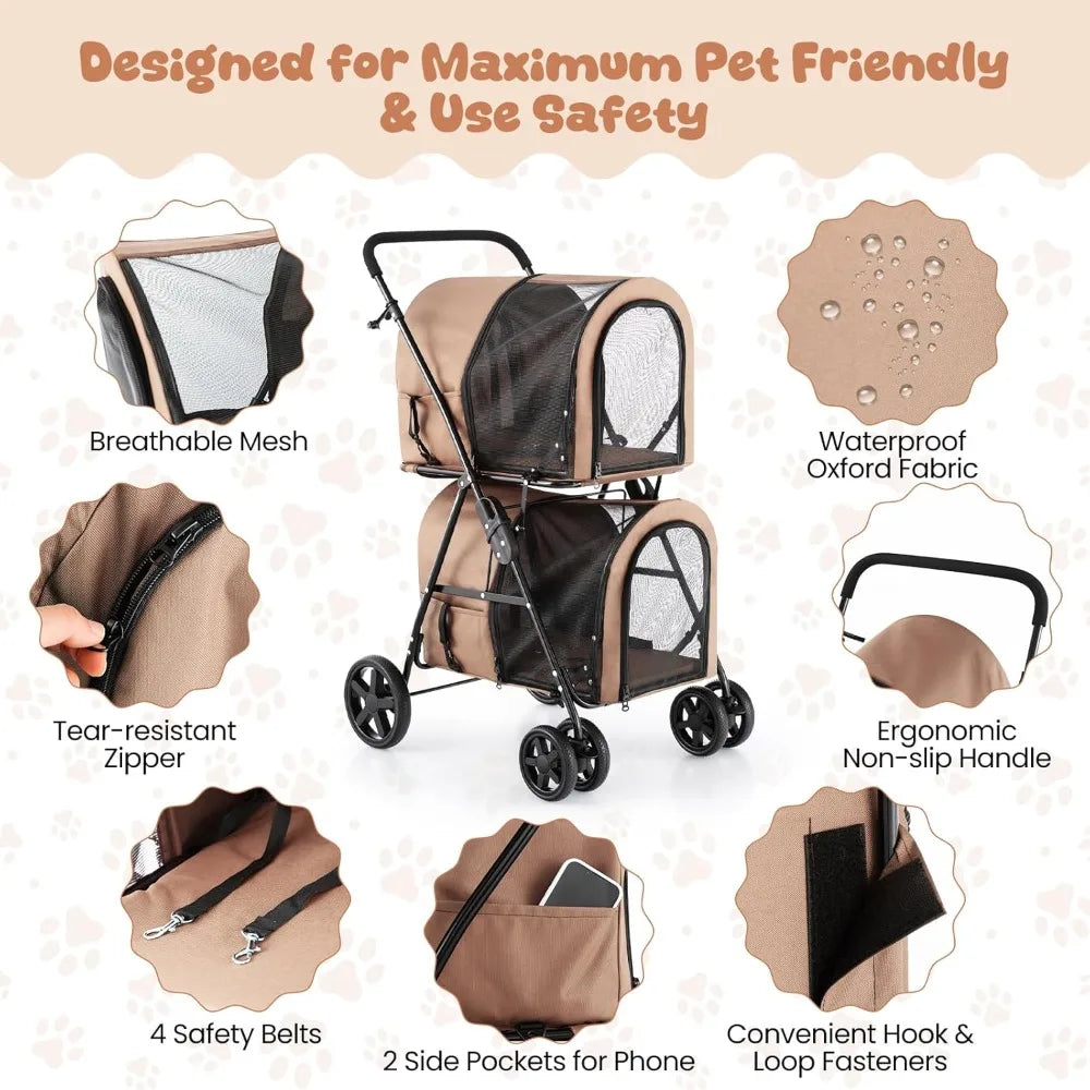 Pet Stroller for Small to Medium Dogs and Cats,