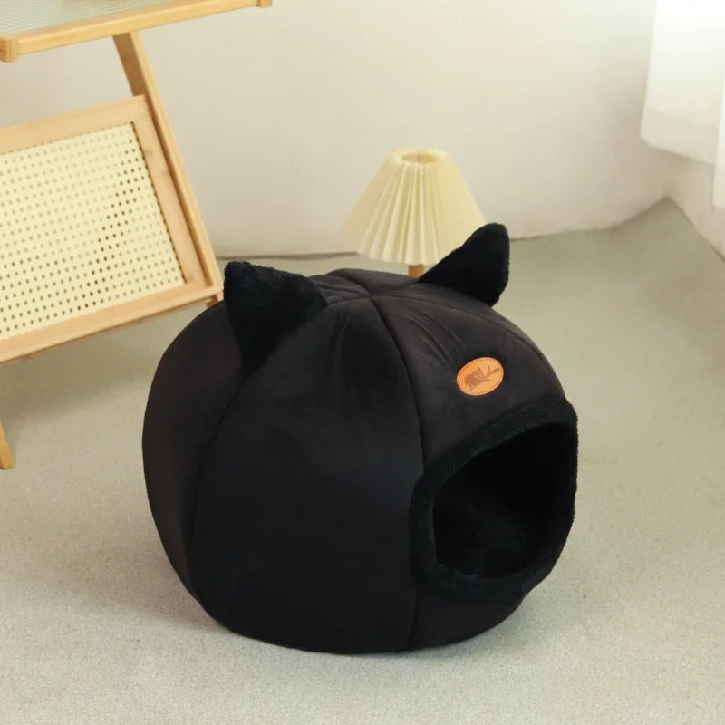 Black New Deep Sleep Comfortable Winter Cat bed S