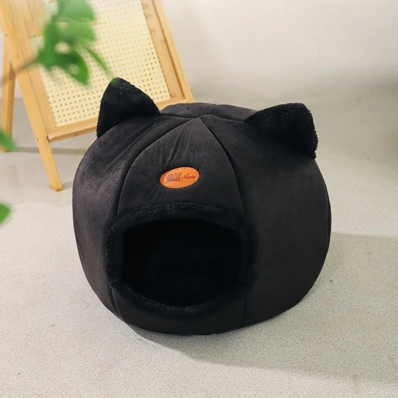 Black New Deep Sleep Comfortable Winter Cat bed S